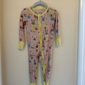 Little Sleepies Pink and Yellow Animal Print Footie